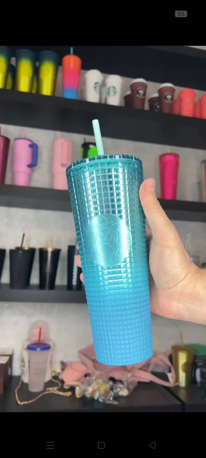 blue cold cup from Starbucks