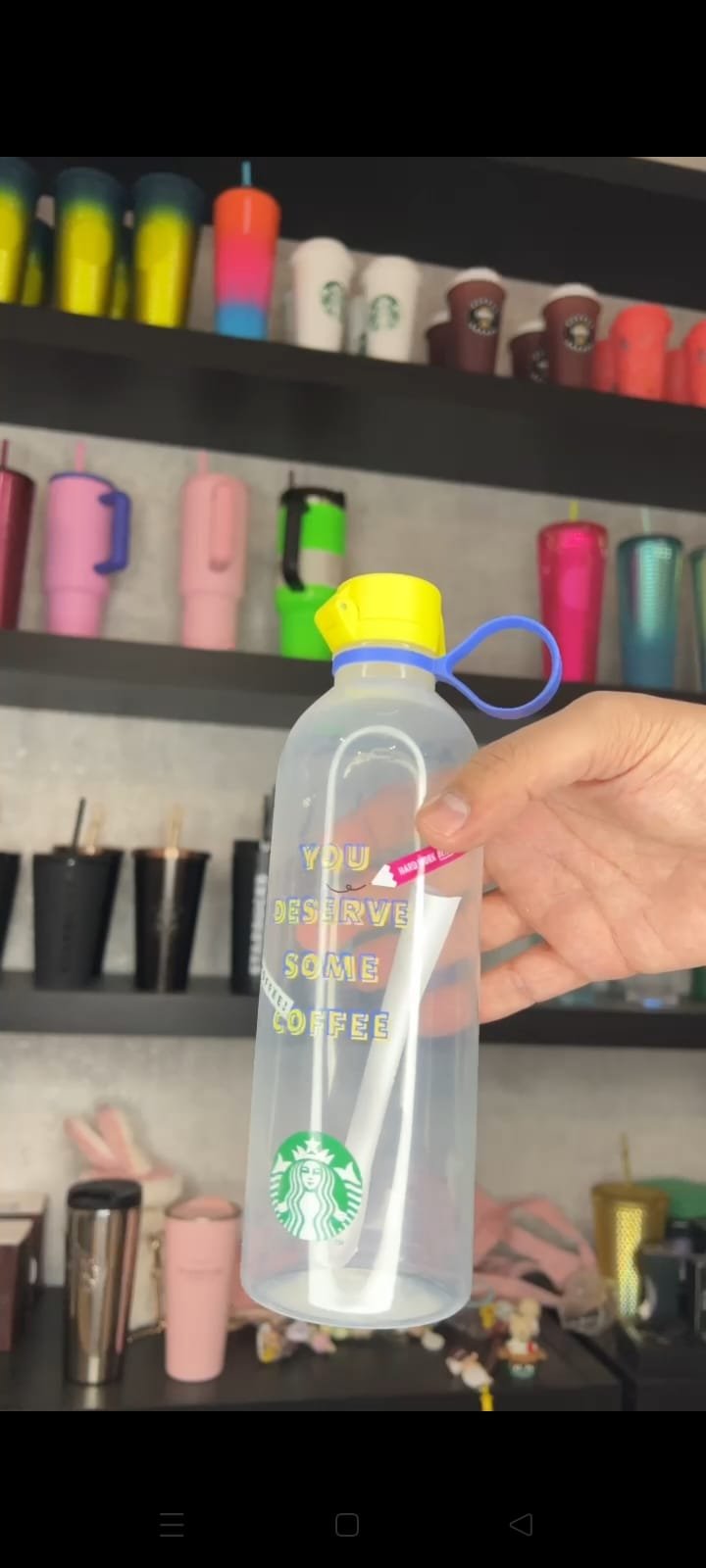 plastic water bottle from Starbucks