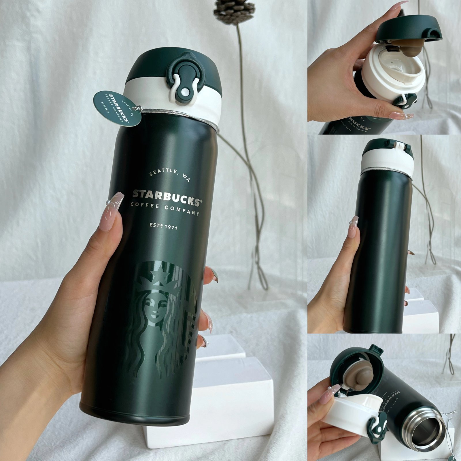 500ml Dark Green Classic Thermos Insulated Mug