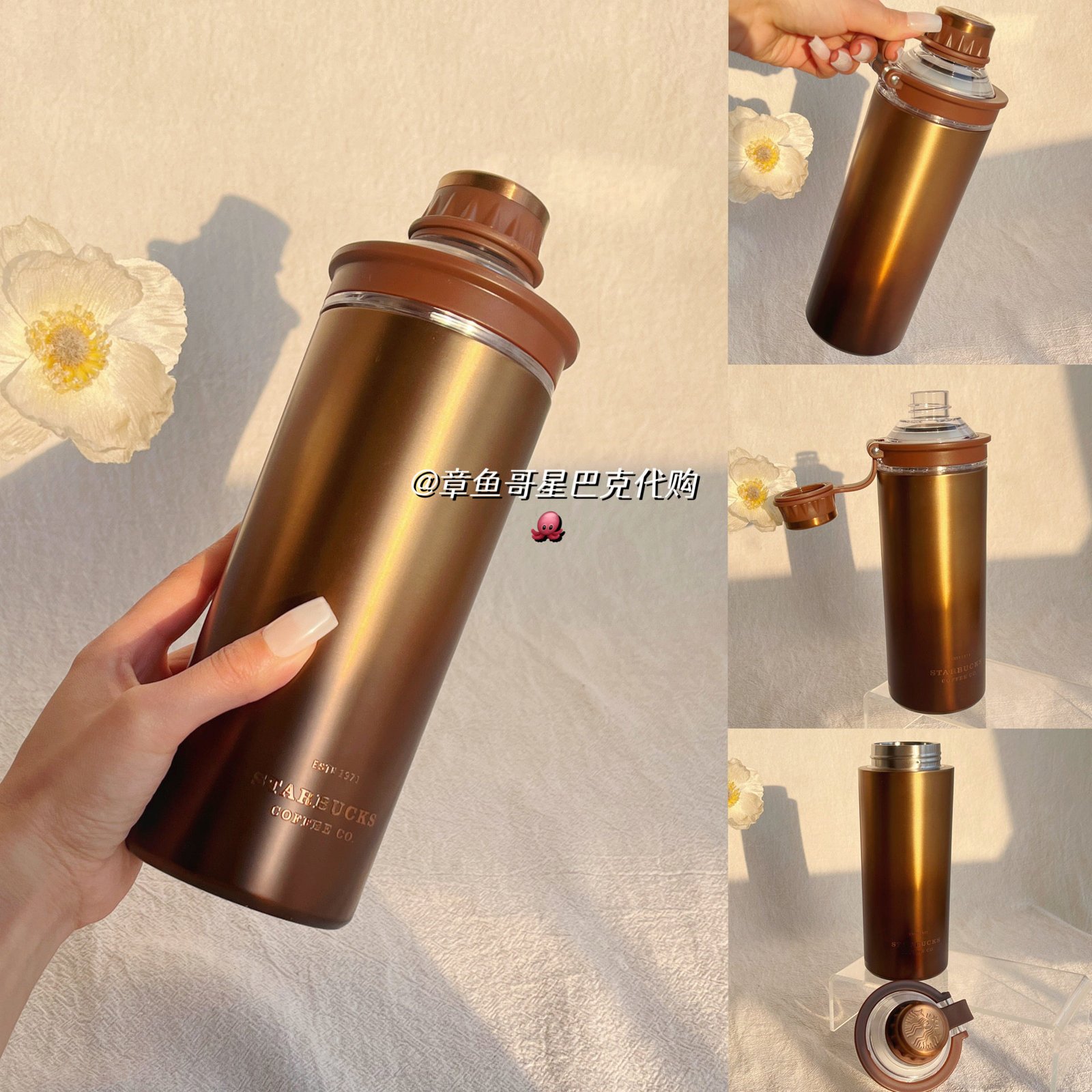 577ml bronze gradient stainless steel travel mug