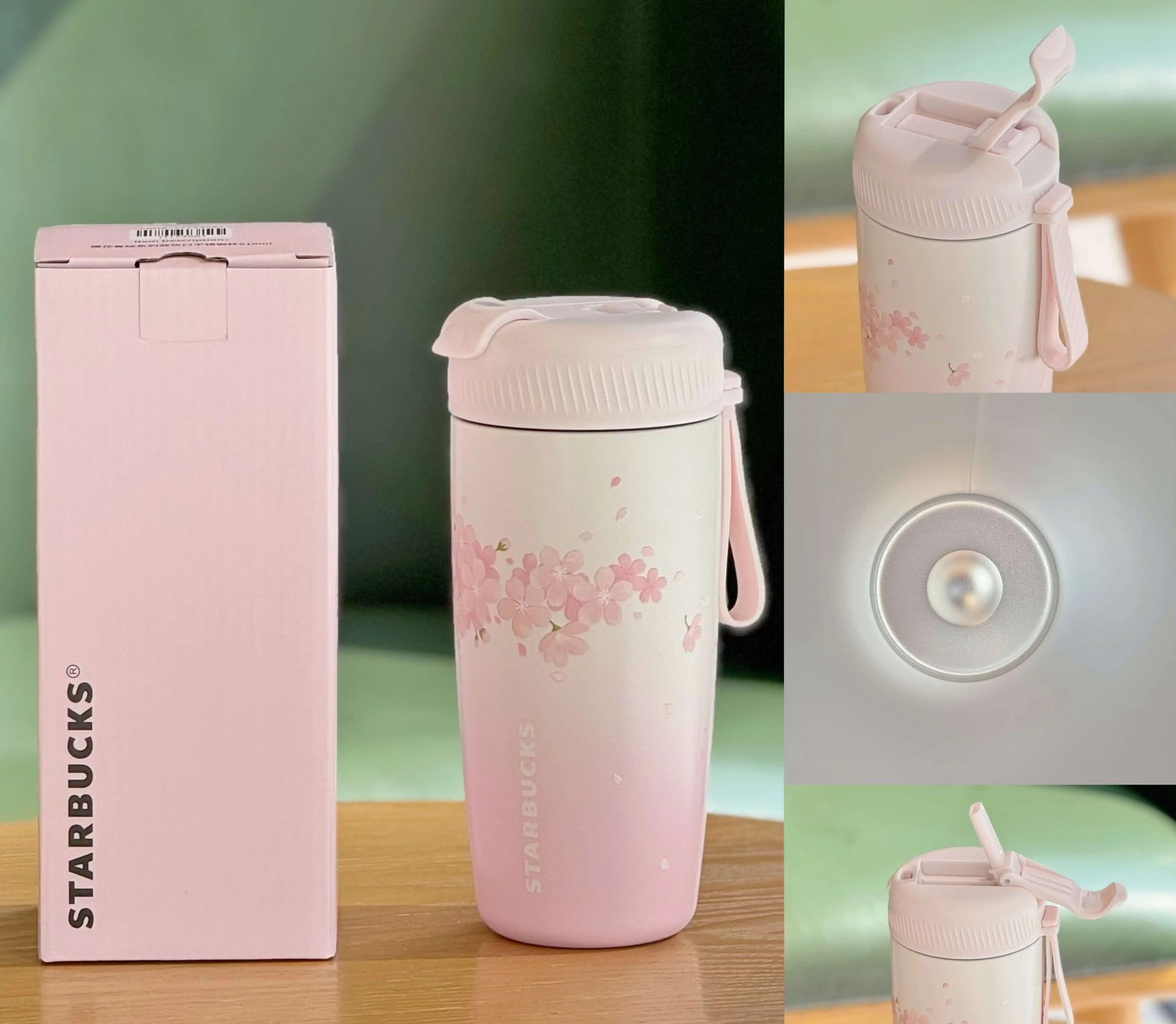 510ml Cherry Blossom Spring Bloom Stainless Steel Double Drinking Cup