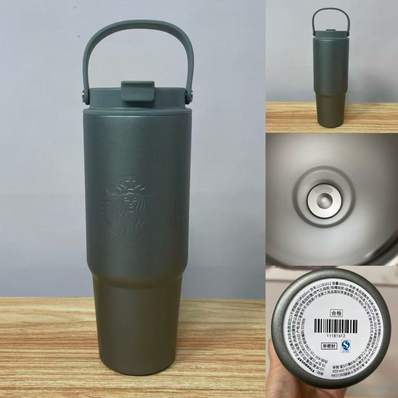 800ml Classic Series Gray Double Drinking Spout Stainless Steel Travel Mug