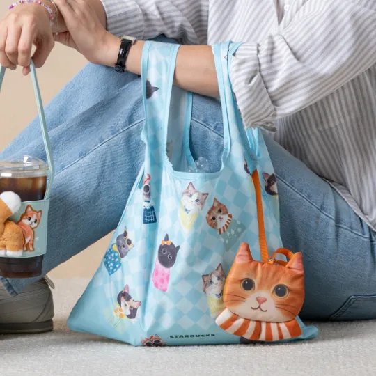 Starbucks Ginger Cat Whiskers Foldable Reusable Bag