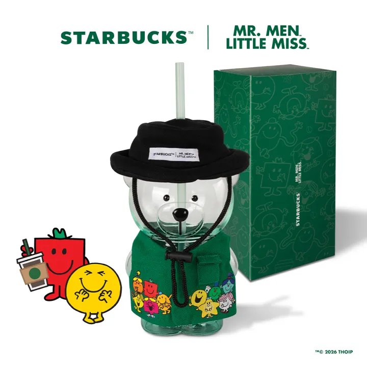 Starbucks Malaysia's Mr. Men and Little Miss series - 591ml Mr. Qi Glass Straw Cup